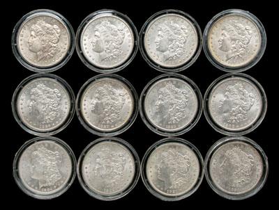 Appraisal: Twelve BU Morgan silver dollars all MS- or better -S