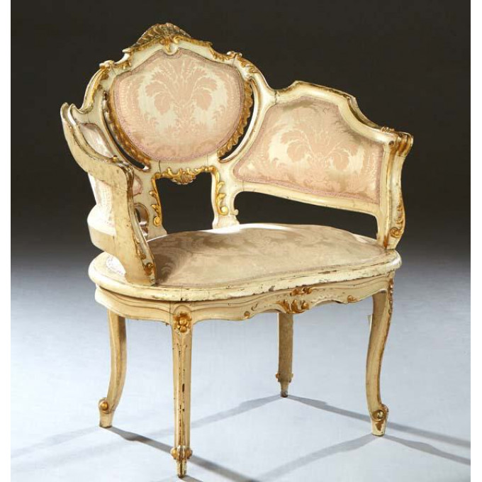 Appraisal: Painted French Louis XV Style Polychromed Fauteuil th c with