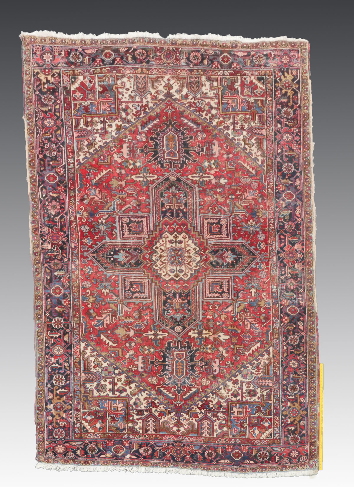 Appraisal: SEMI-ANTIQUE PERSIAN HERIZ HAND KNOTTED WOOL RUG ' '' X