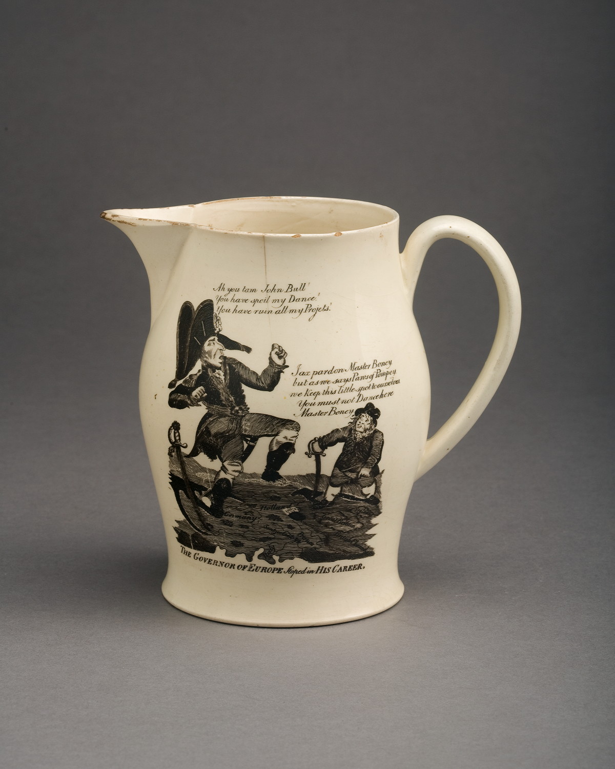 Appraisal: ENGLISH CREAMWARE BLACK TRANSFER-PRINTED JUG PROBABLY LIVERPOOL CIRCA - Printed