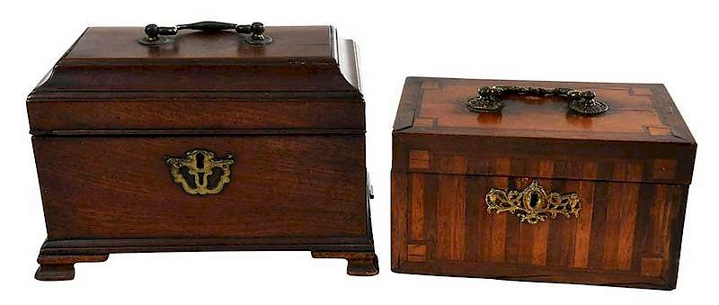 Appraisal: Two Early British Tea Caddies British th th century Chippendale