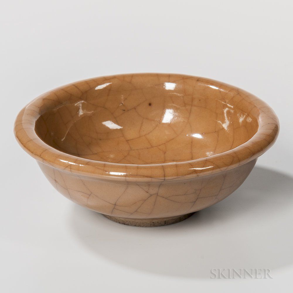 Appraisal: Crackled Brown-glazed Bowl Crackled Brown-glazed Bowl China th th century