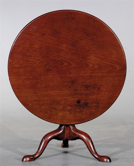 Appraisal: Georgian mahogany tilt-top table circa circular top over columnar standard