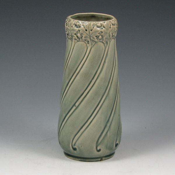 Appraisal: Arc-en-Ciel vase in gray high glaze with Art Nouveau oak