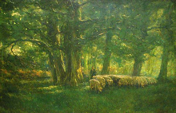 Appraisal: French School A wooded landscape with a shepherd and his