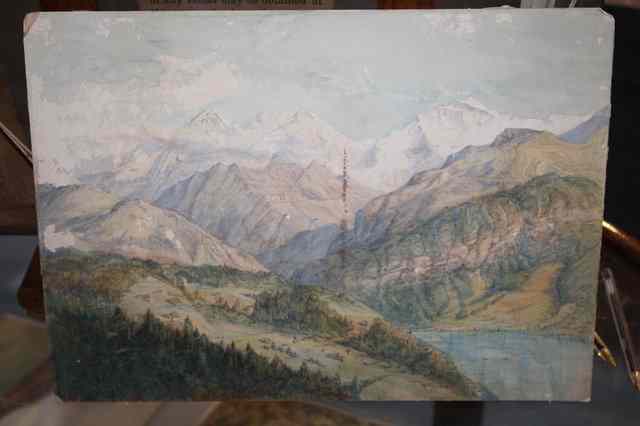 Appraisal: th Century Continental SchoolAn alpine landscape watercolour x unframed