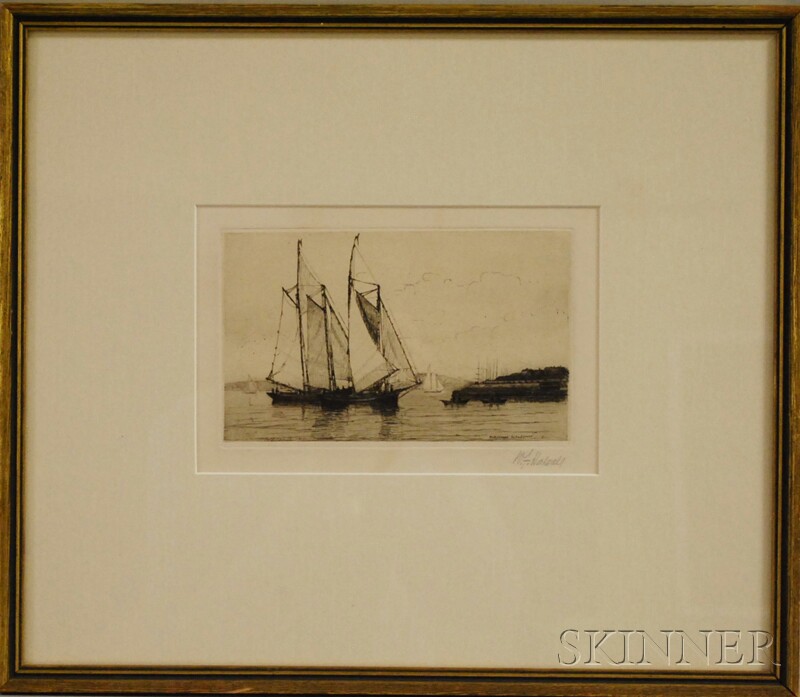 Appraisal: William Formby Halsall American - Etching Schooners Becalmed signed in