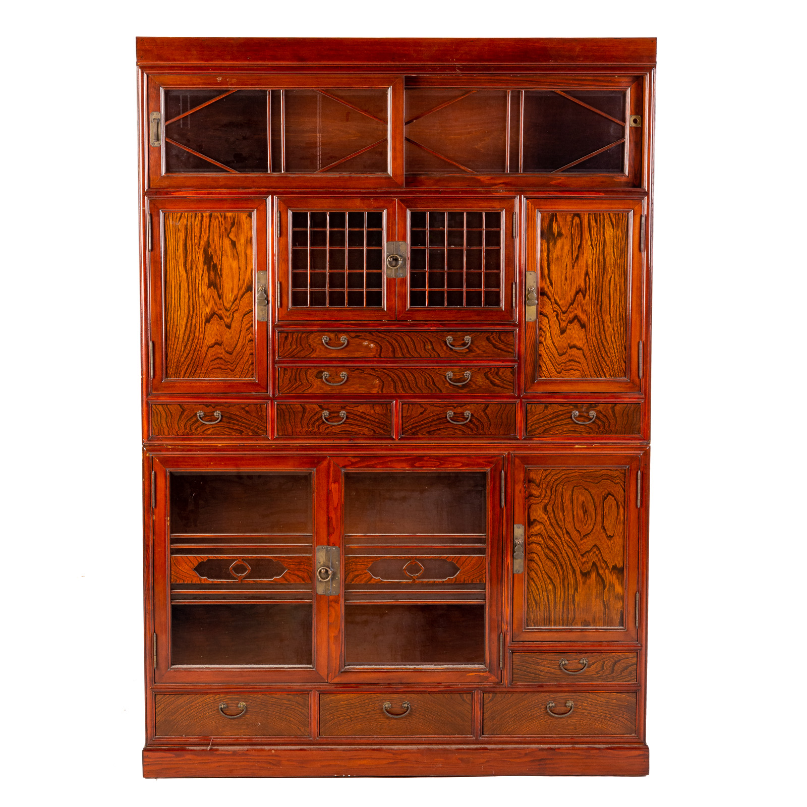 Appraisal: CHINESE ROSEWOOD CURIO CABINET th century with various sliding glass