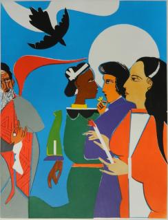 Appraisal: Romare Bearden etching in colors Romare Bearden American - -