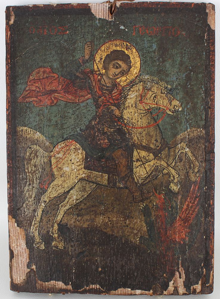 Appraisal: Early Antique Greek Icon Early Antique Greek Icon Oil tempera