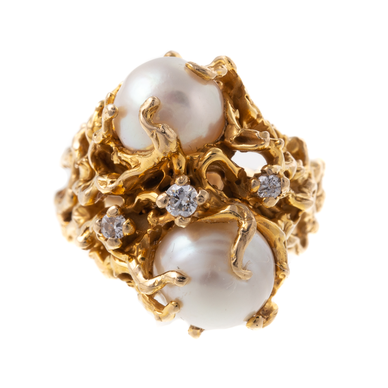 Appraisal: A BRUTALIST SOUTH SEA PEARL RING IN K GOLD K