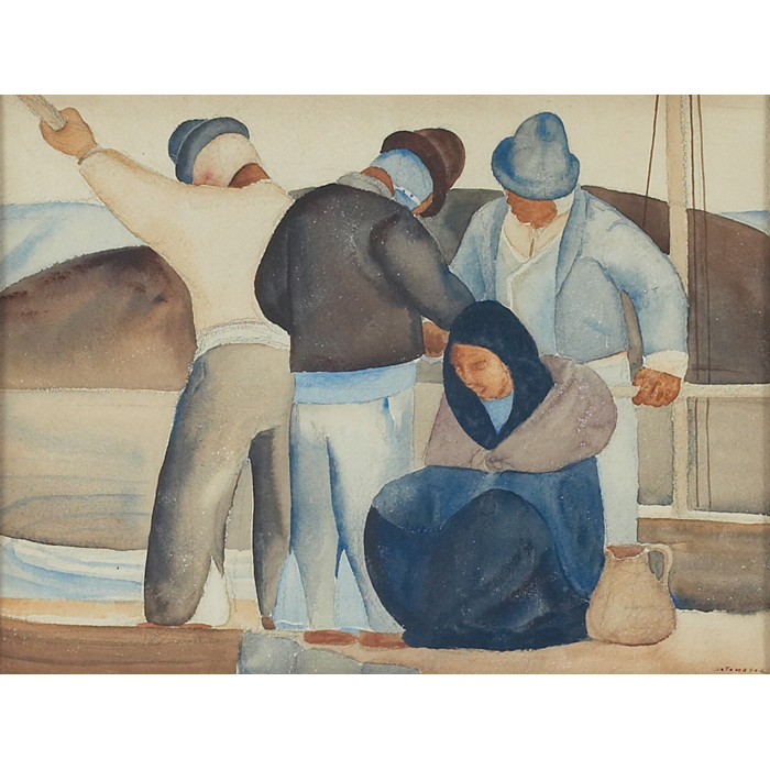 Appraisal: Artist Unknown th century ''Workers '' c watercolor '' x