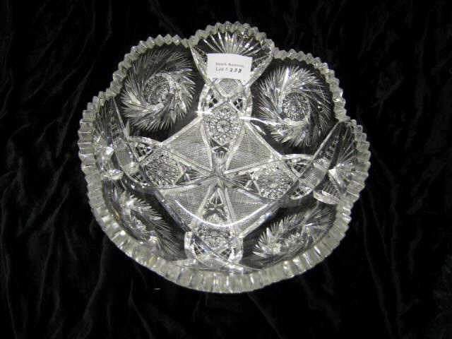 Appraisal: Brilliant Period Cut Glass Bowl pinwheel cross-hatching throughout