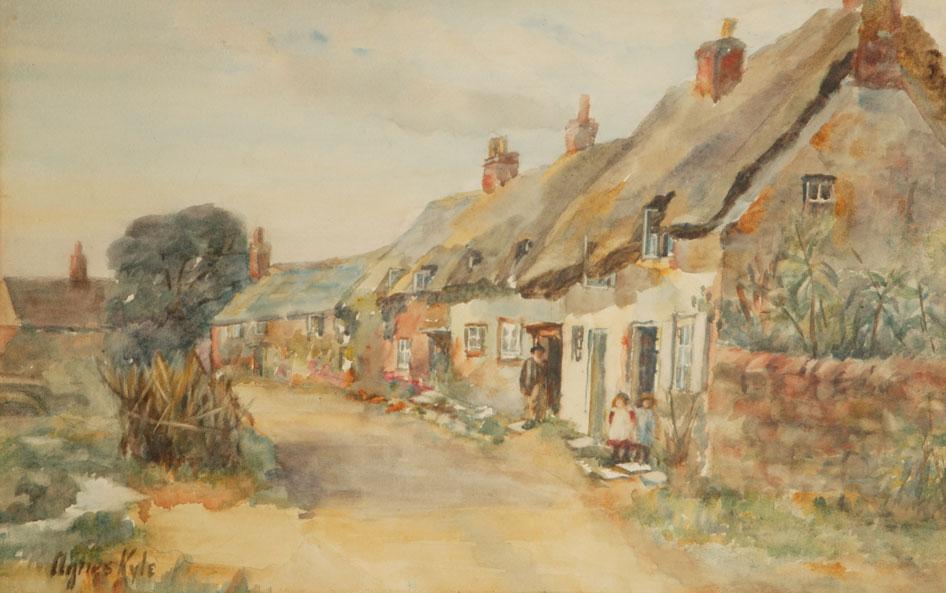 Appraisal: AGNES KYLE A village street with young children and a