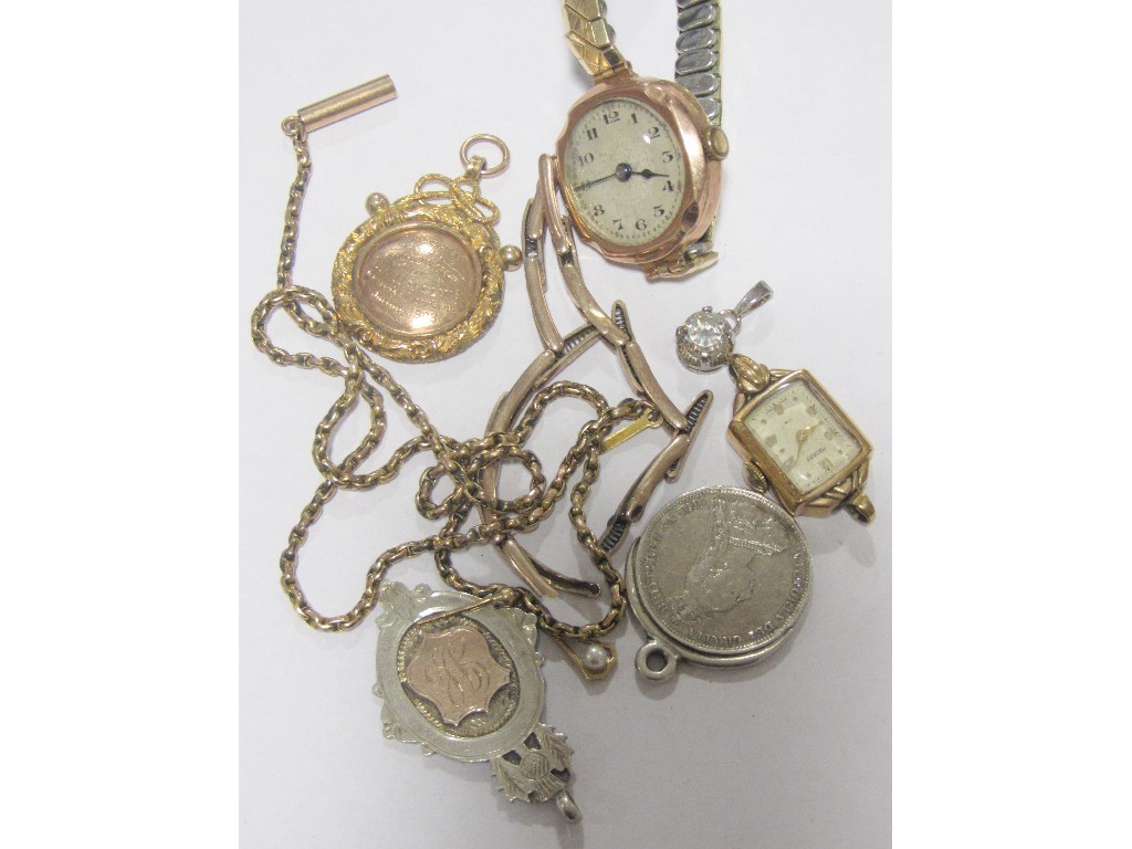 Appraisal: Lot comprising ct gold neckchain and presentation medal gms two