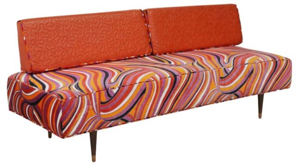 Appraisal: Mid-century modern daybed sofa two wedge-shaped back cushions bench seat