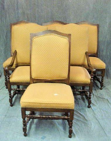 Appraisal: Upholstered Dining Chairs arm and sides From a Stamford location