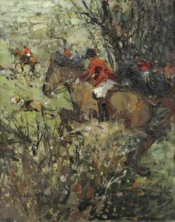 Appraisal: ZAMPOGNA Dino Oil on Canvas Fox Hunting Scene Signed lower