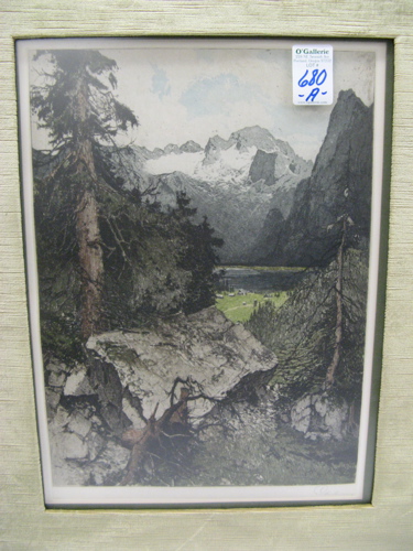 Appraisal: JOSEF EIDENBERGER ETCHING AND AQUATINT Austrian - Mountain landscape with