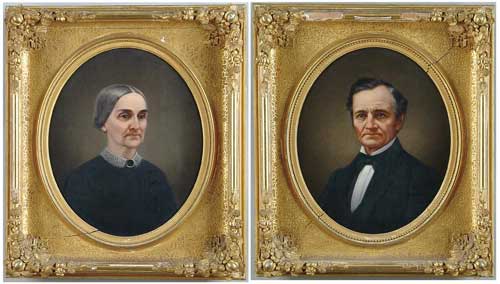 Appraisal: CALVIN CURTIS American - PAIR OF PORTRAITS OF EZRA MORGAN