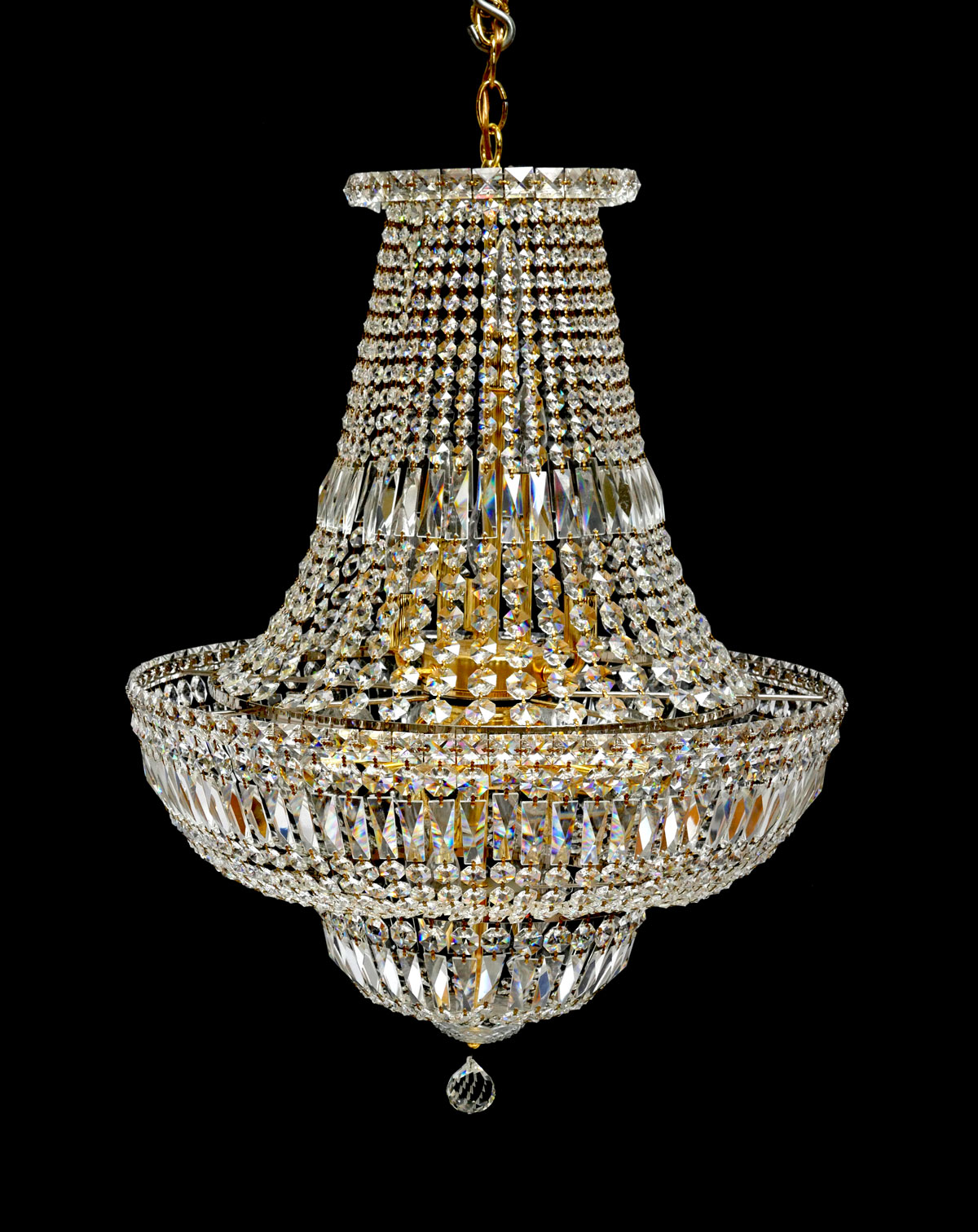 Appraisal: JAMES R MODER'' CRYSTAL CHANDELIER - Light chandelier with strands