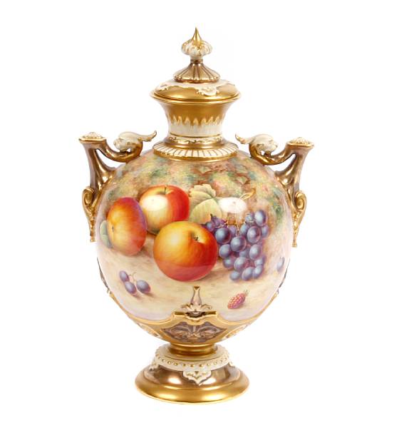 Appraisal: A Royal Worcester porcelain covered urn signed H Ayrton height