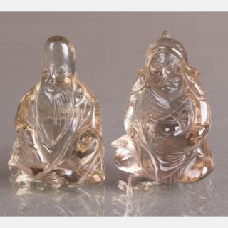 Appraisal: Two Chinese Carved Rock Crystal Figures Two Chinese Carved Rock