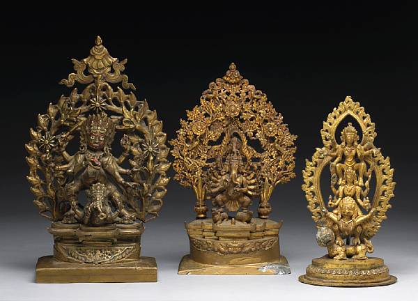 Appraisal: Two Nepalese gilt bronze tantric images th th Century The