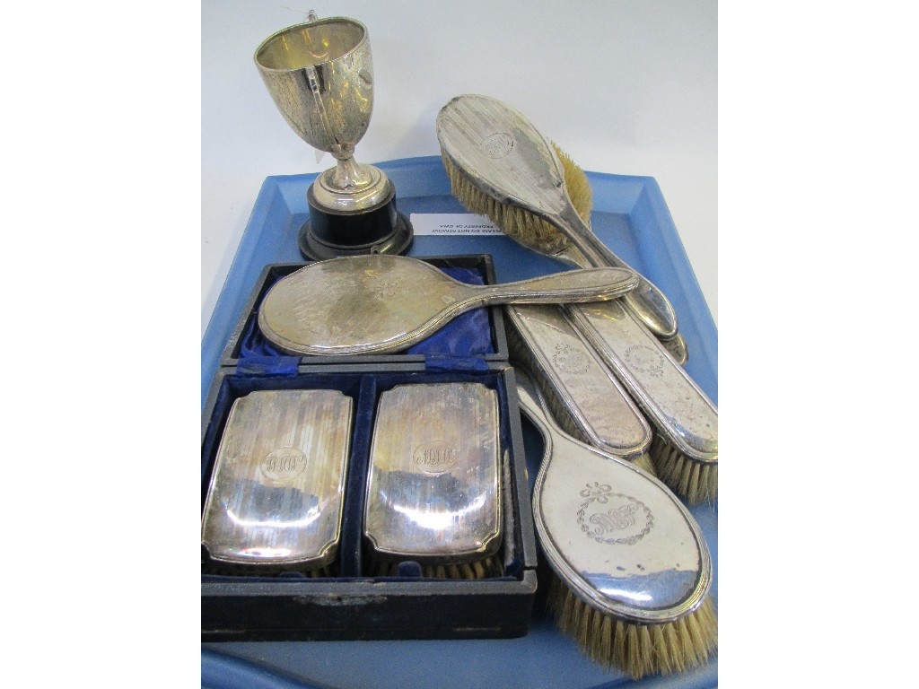 Appraisal: A tray lot of scrap silver - brushes mirror and