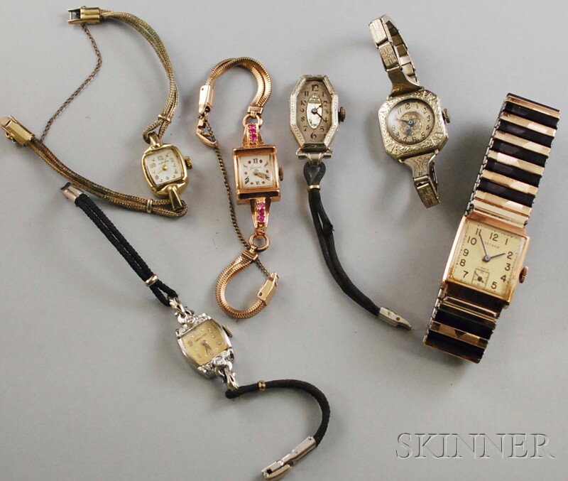 Appraisal: Small Group of Vintage Wristwatches including a kt rose gold