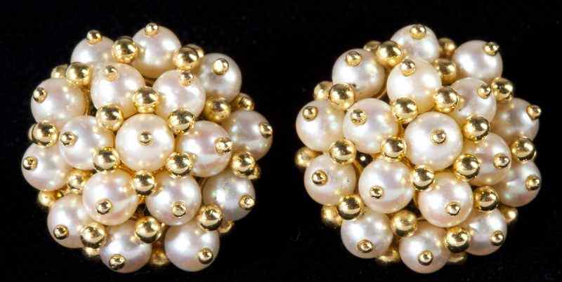 Appraisal: Pair of Cultured Pearl Earclips Tiffany Co s each designed