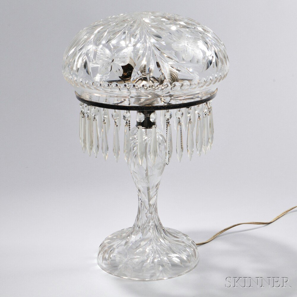 Appraisal: American Brilliant-cut Glass Table Lamp early th century with a