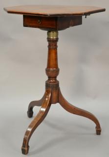 Appraisal: George III mahogany tip stand with drawer on turned shaft