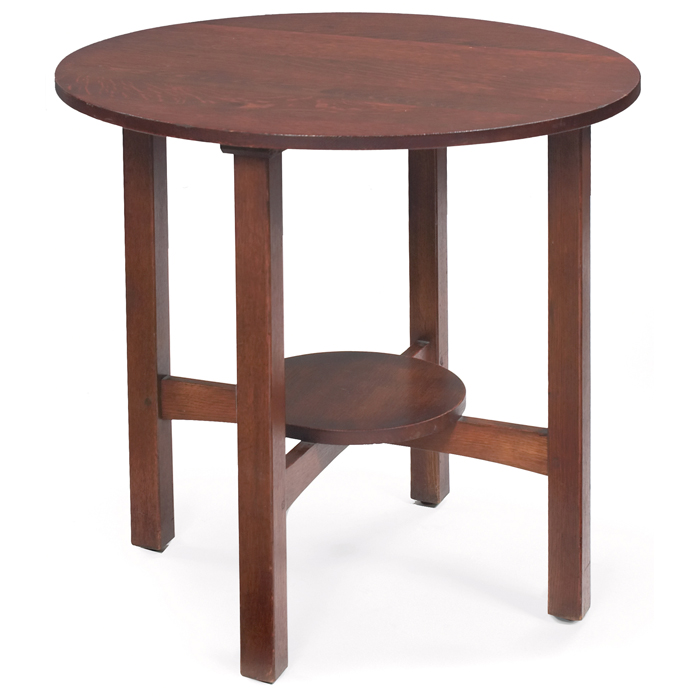 Appraisal: L and JG Stickley lamp table circular top over an