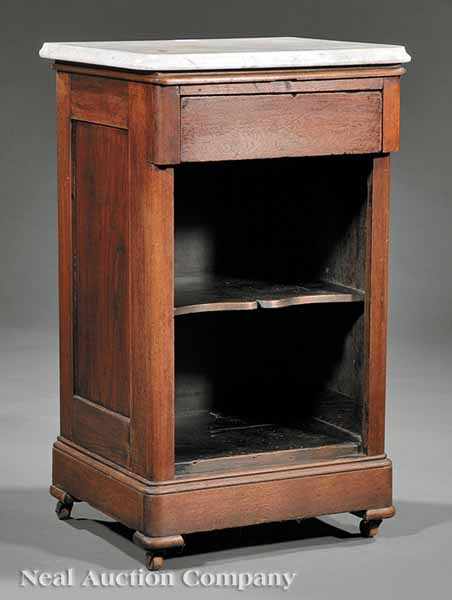 Appraisal: An American Classical Walnut Bedside Commode c probably Louisiana marble