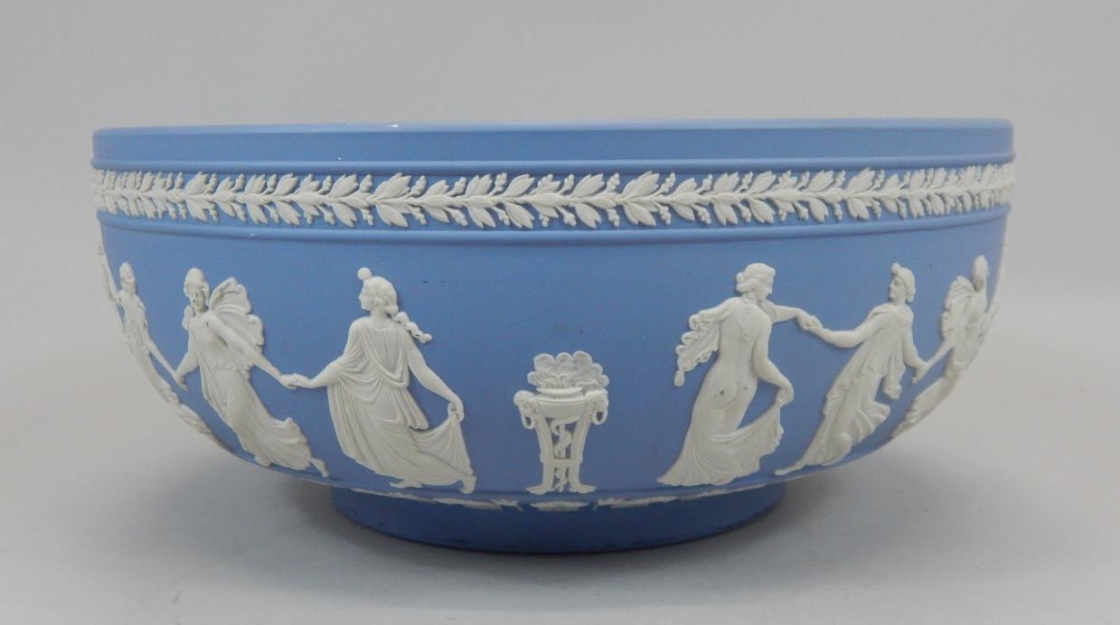 Appraisal: A Wedgwood pale blue Jasperware bowl decorated in typical style