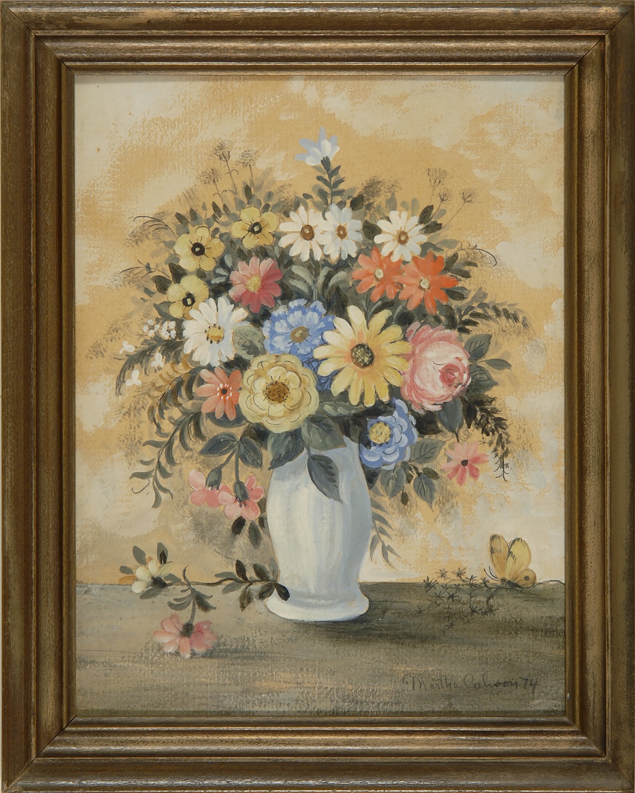 Appraisal: MARTHA FARHAM CAHOONAmerican - Flowers in a vase with butterfly