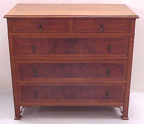 Appraisal: th C cabinet-made chest of drawers walnut and burlwood veneer