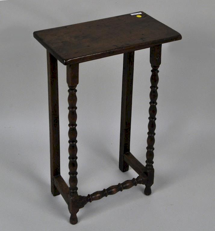 Appraisal: English Oak Side Table with turned front legs and stretcher