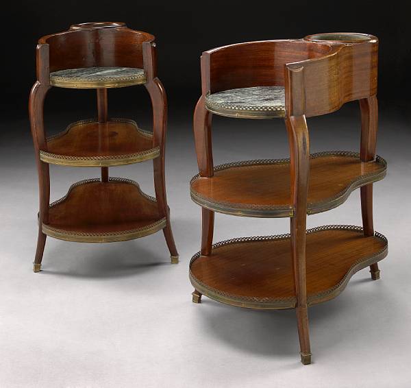 Appraisal: A pair of Louis XVI style mahogany etageres th century