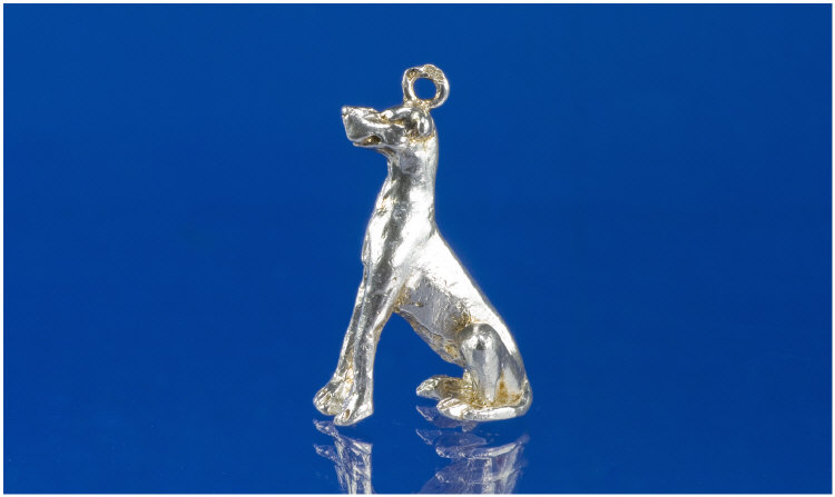 Appraisal: Silver Pendant Realistically Modelled As A Seated Great Dane Hallmarked