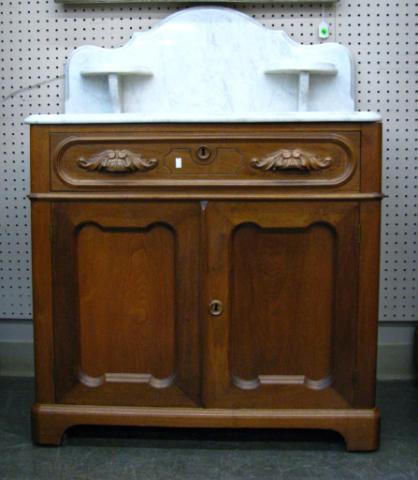 Appraisal: Victorian Marble Top Wash Stand with marble back splash carved