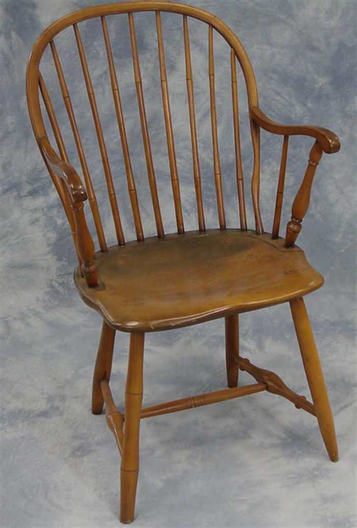 Appraisal: Bow back Windsor armchair bamboo turned base some restoration to