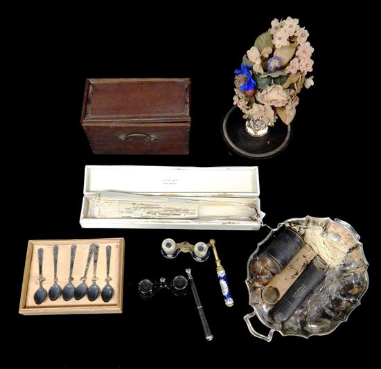 Appraisal: Victorian decorative arts eyepieces and silver fifteen pieces folding fan