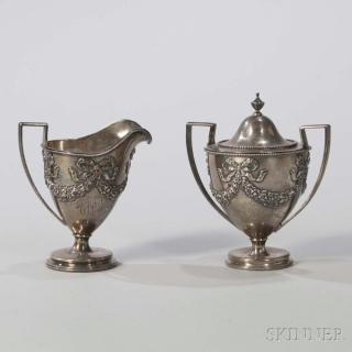 Appraisal: George Shiebler Sterling Silver Creamer and Covered Sugar New York