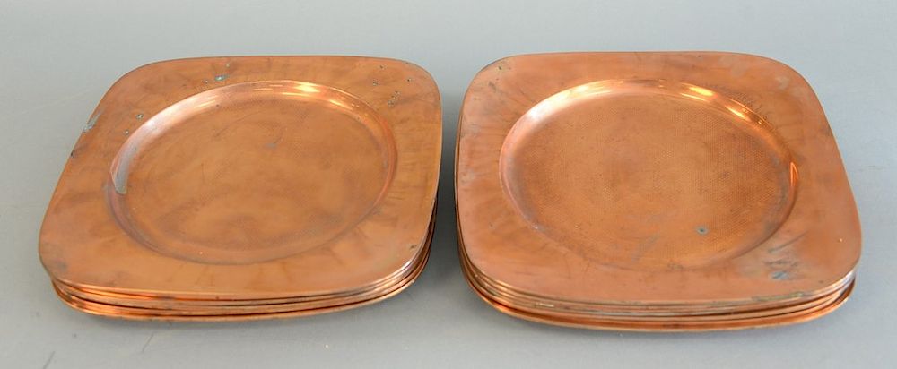 Appraisal: Set of fourteen copper square plates marked Mexico Danica x