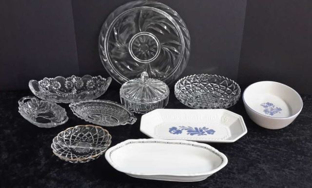 Appraisal: Group of Glass Stoneware Serving Dishes Includes a large vintage