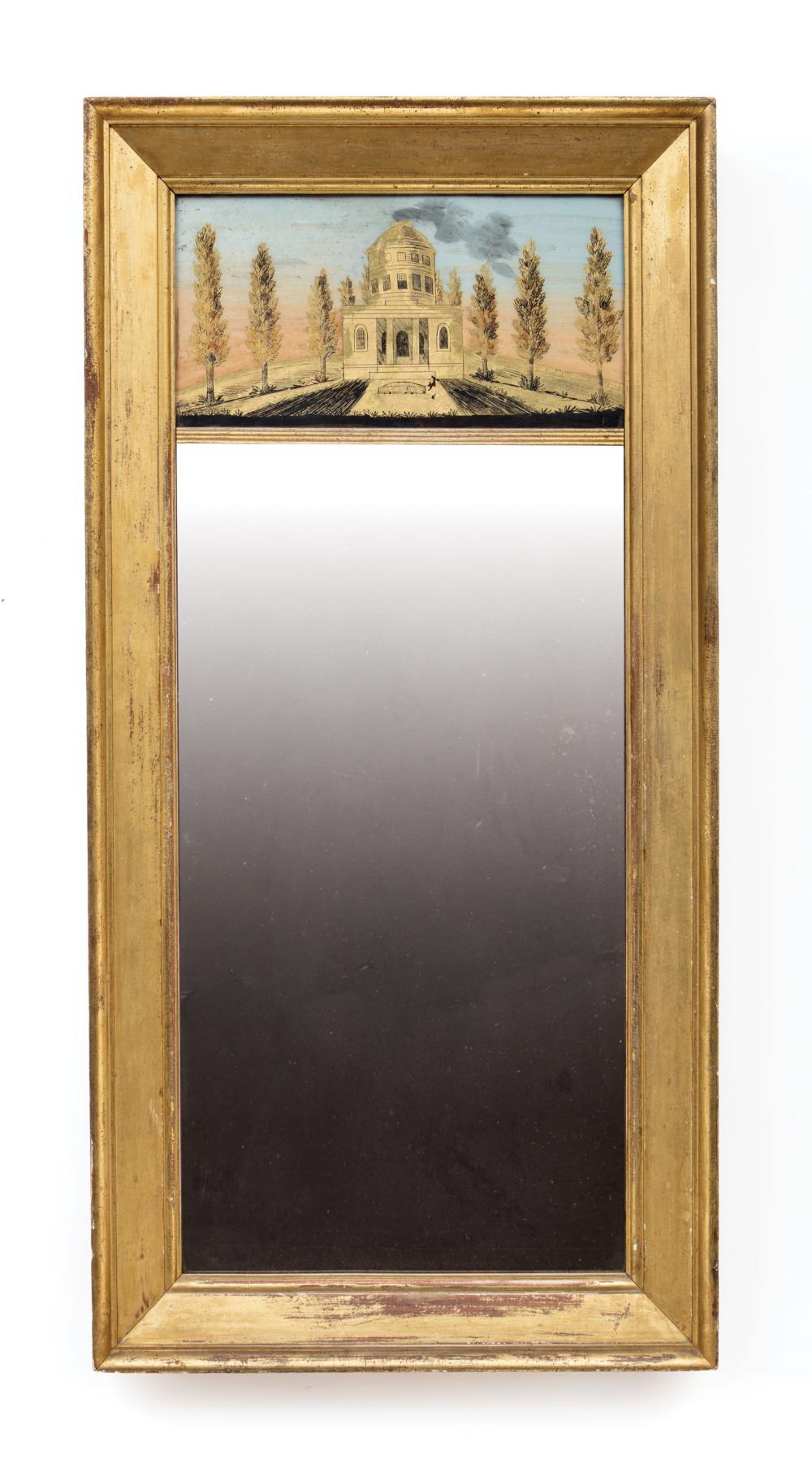 Appraisal: Rare American Federal Giltwood and Eglomise Mirror early th c