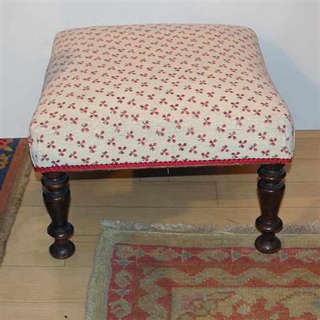 Appraisal: Victorian Style Upholstered Walnut Footstool Estimate -