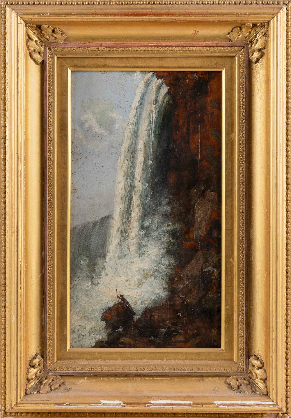 Appraisal: AMERICAN SCHOOL TH CENTURY WATERFALL POSSIBLY NIAGARA FALLS OIL ON